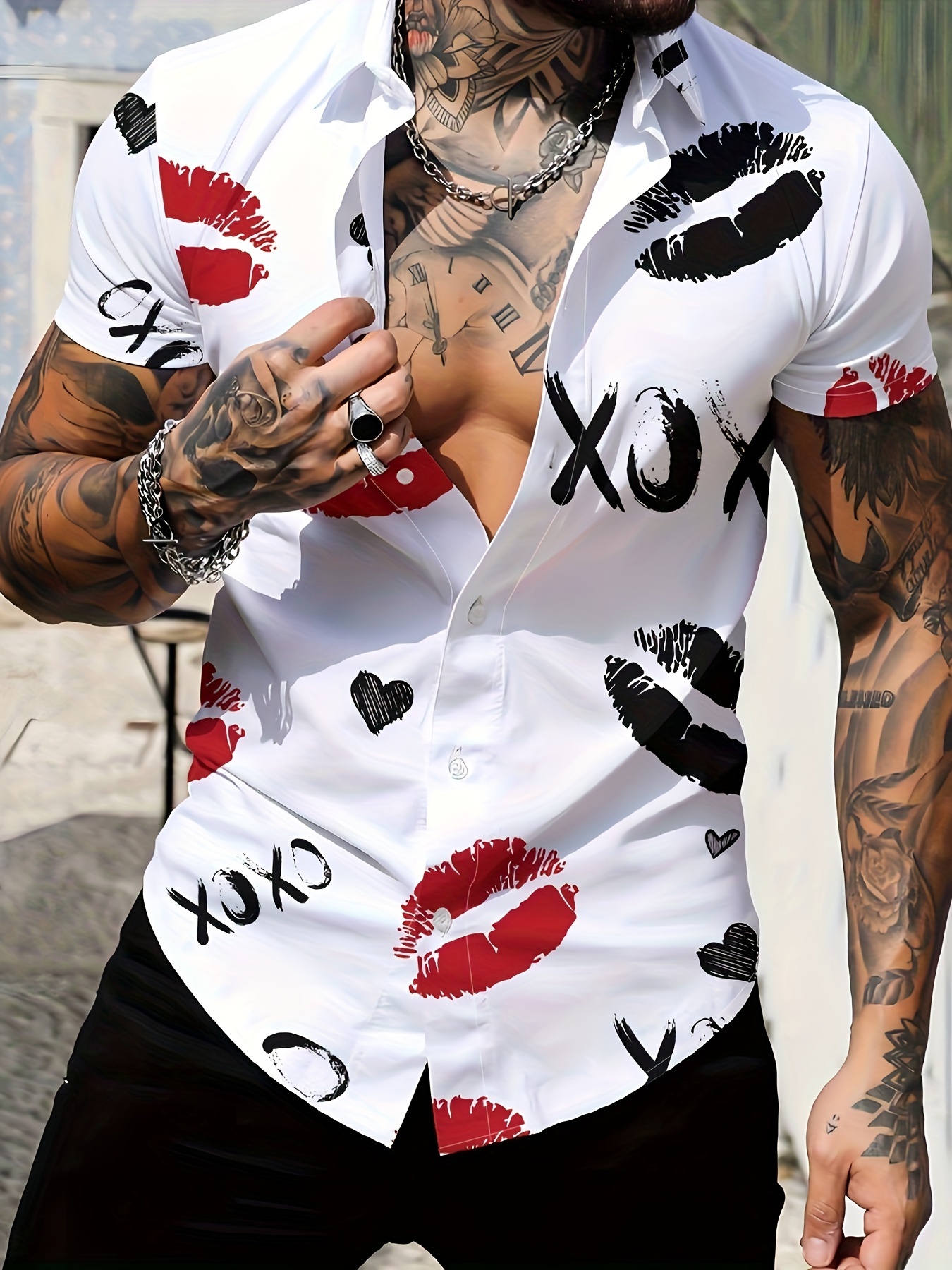 Lip Print White Shirt