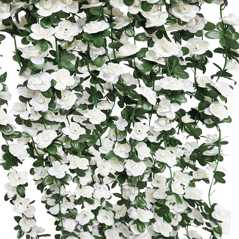 

230cm/90.5in White Artificial Rose Garland For Party Decorations - Wedding, Baby Shower, Birthday, Anniversary, Bachelorette Party - Plastic, No Feathers