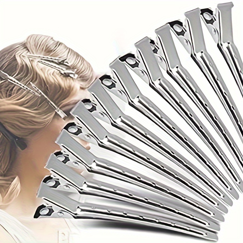 

12-piece Y2k-inspired Metal Duck Bill Hair Clips - 3.5" Alloy Barrettes For Women, Perfect For Thick & Curly Hair, Ideal For Diy Styling & Salon Use