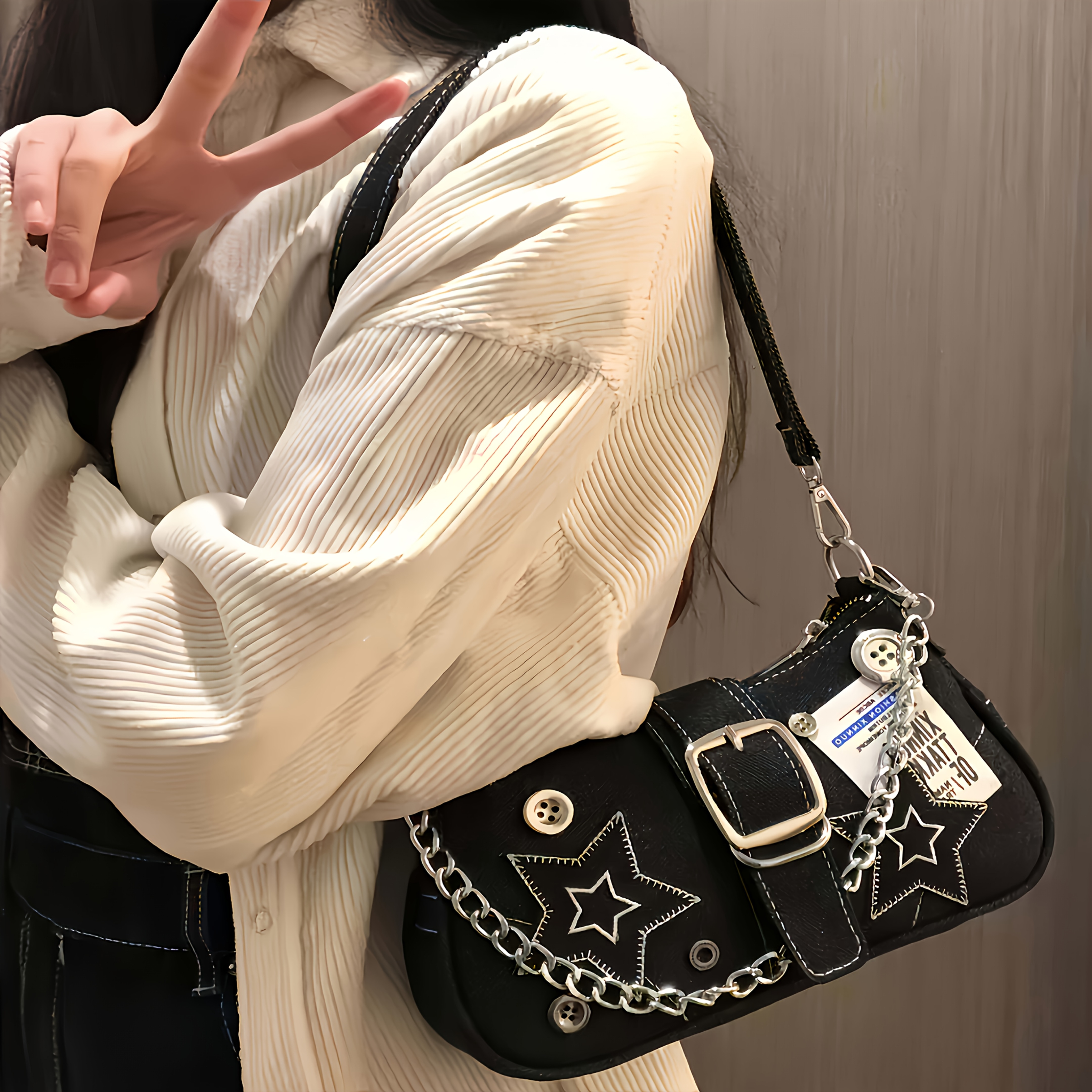 kryeon womens y2k punk rock crossbody bag detachable chain - Temu