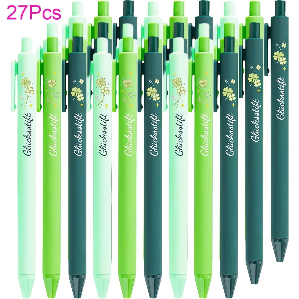 Image of 18/27/36pcs Clover Element Pens - Black Ink, Flc Abs Plastic Ballpoint Pens With Inspirational Sayings, Ideal For Employee Recognition - A Great Gift For Good Luck, Suitable For School
