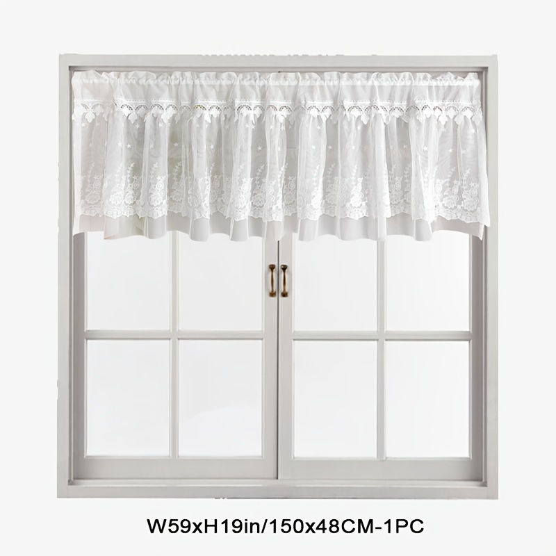 1 Panel French Floral Embroidery Tulle Short Curtain Tier For Cafe Kitchen Valance Romantic Lace Curtain