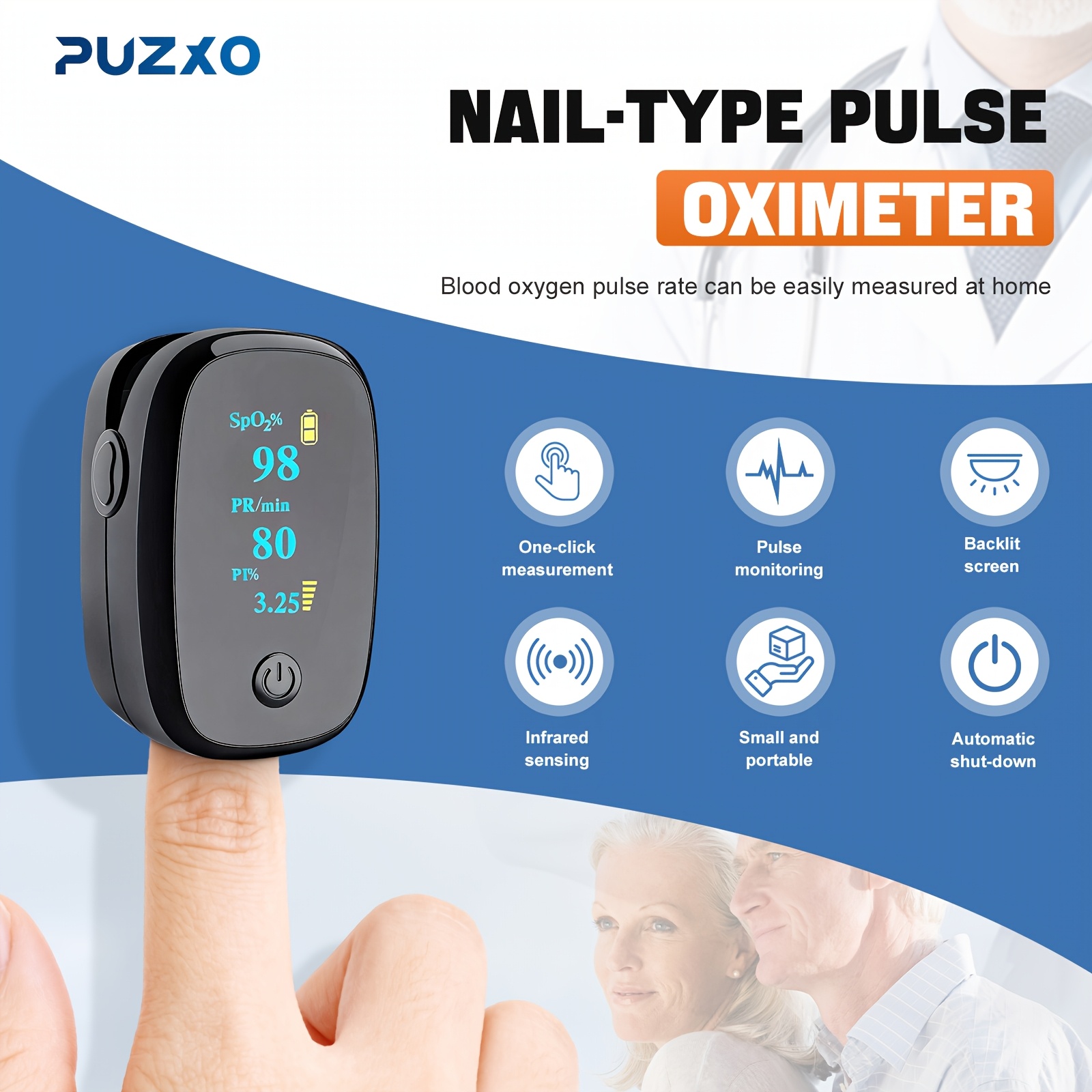 Advanced Fingertip Pulse Oximeter, Blood Oxygen Saturation And Heart Rate Monitor, Large Color OLED Display, Measures Pulse Rate, Blood Oxygen Saturation SpO2, Suitable For Home Care And Sports Scenarios, Battery Included
