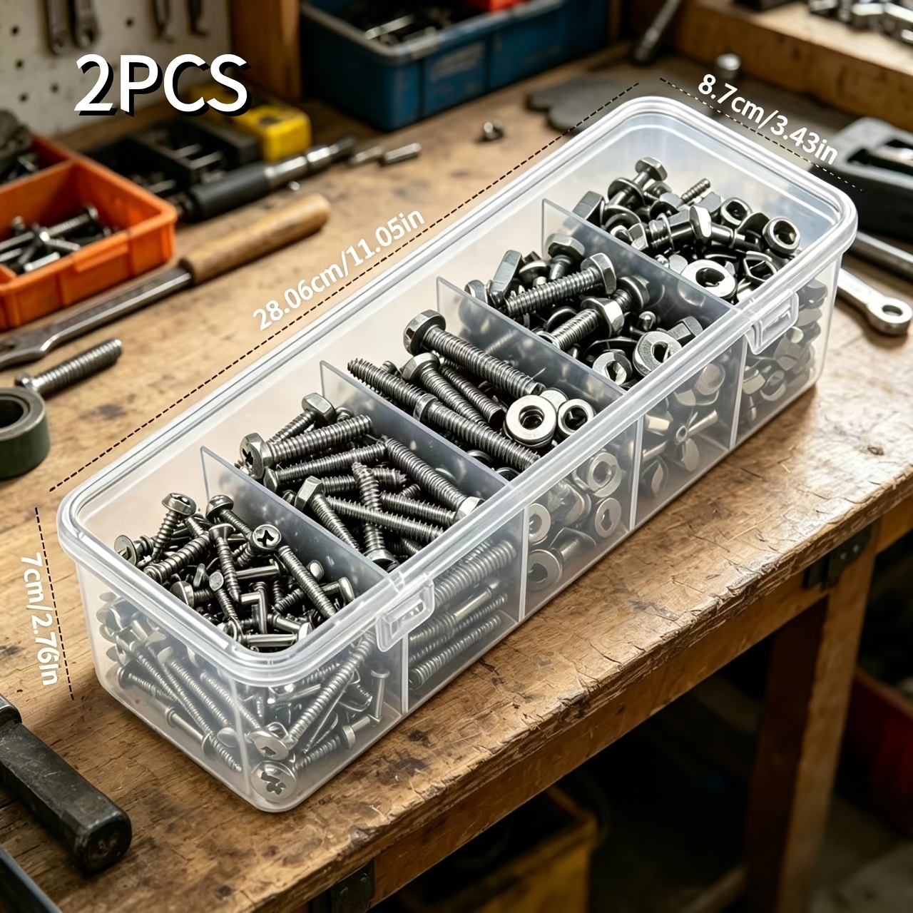 TEMU 5-compartment/2pcs Parts Storage Box - A Tool Storage Box Specifically Designed For Organizing Screws, Nuts, Small Hardware Parts, And Other