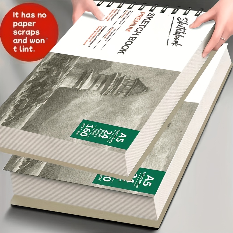 A5 Spiral Bound Premium Drawing Paper Book Thick Pages For Pencil Sketching Charcoal Painting Ink And Mixed
