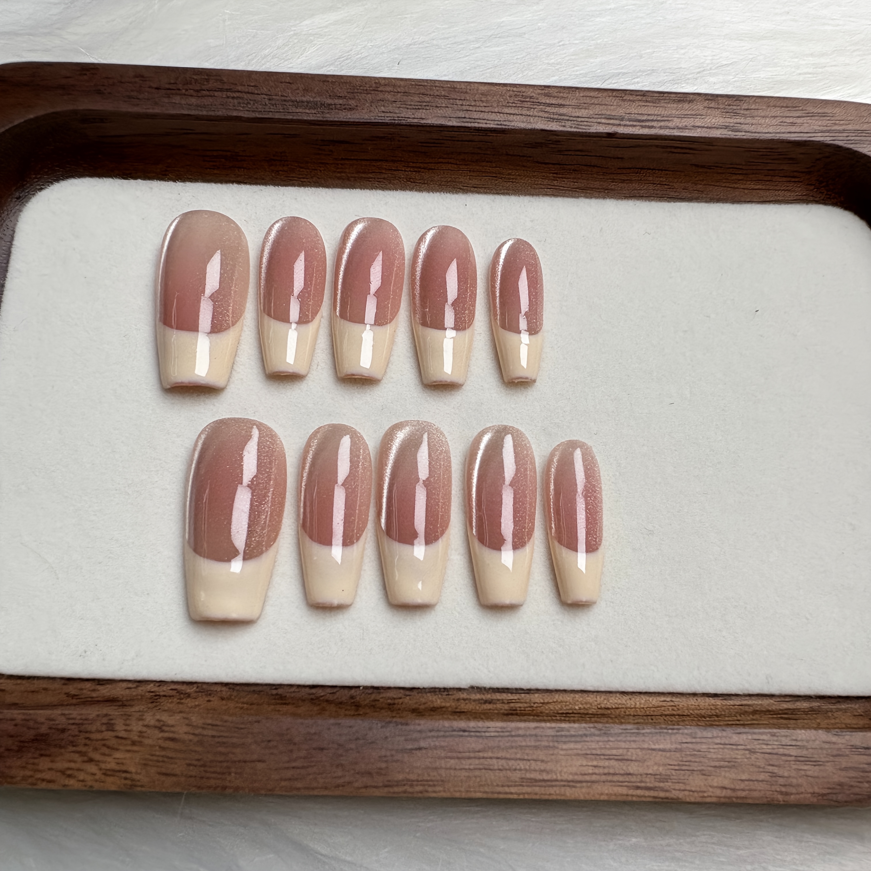 10 sets of handmade   nails   trapezoidal cat eye french manicure suitable for women for   parties   and dates   detached and reused ideal for   manicure and daily wear