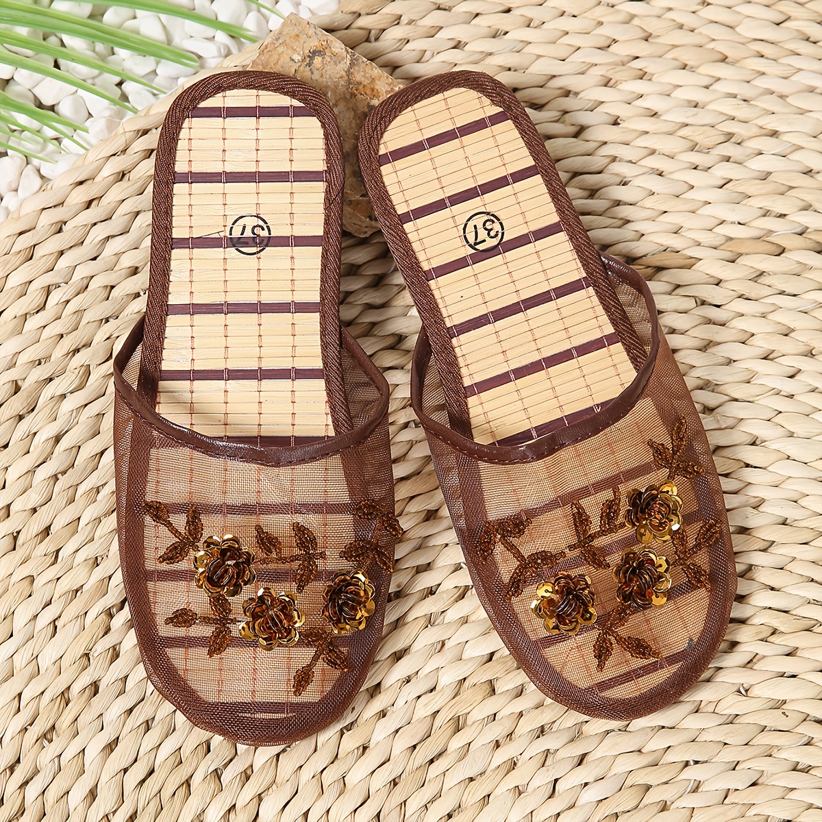 damen flachsandalen modischem netzstoff strass blumenmuster - Temu Germany