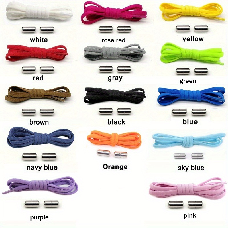 13 Colors, Quick-Lock Metal Shoelaces - Elastic Semicircle Sneaker Laces for Running Shoes, Stylish Bow Design, Durable Acrylic Material, Athletic Footwear Accessories | Stylish Shoelace Design | Secure Shoelace Closure, Shoelace Storage