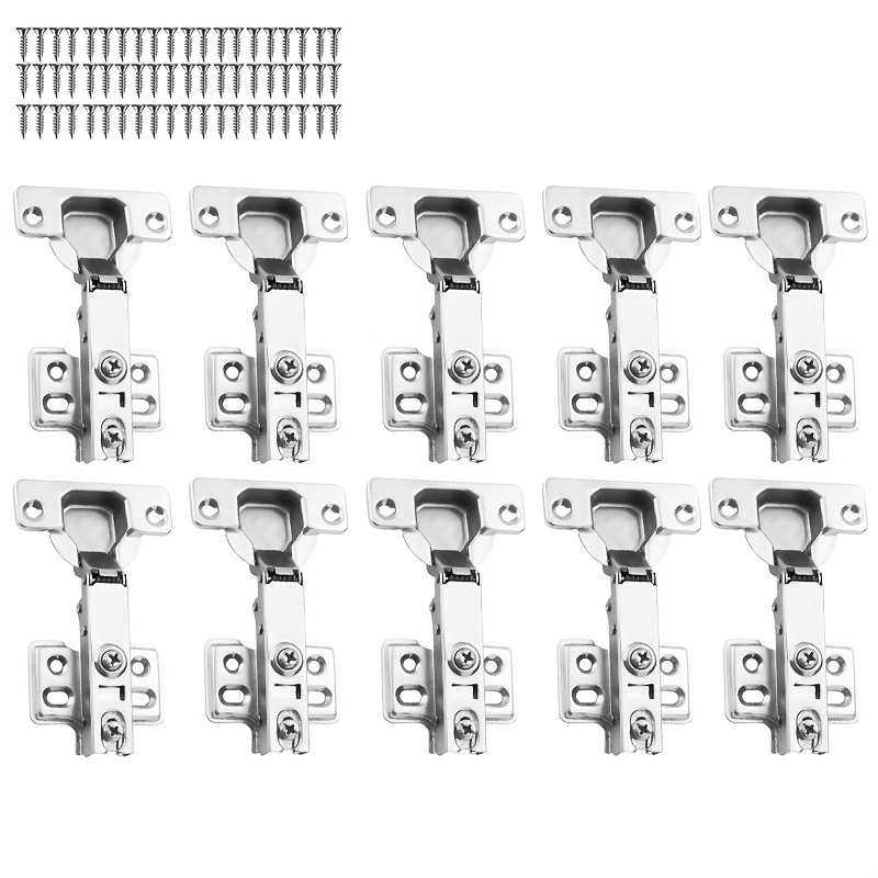 E-shop 10 Stück Schrank-Scharniere, Polierte Metall-Finish, Zeitgenössischer Stil, Vollständige Abdeckung Pivot-Scharniere mit Schrauben für Türen &