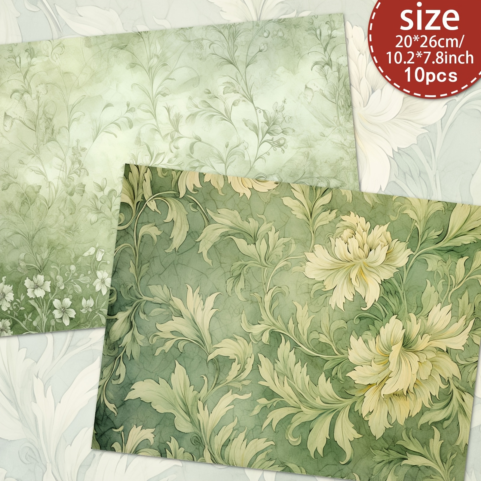 TEMU Lot de 10 Feuilles à Scrapbooking A4 du Vintage avec Fleurs , Artisanal pour et Décoration, Fournitures d'Artisanat pour Scrapbooking, Kit de ,
