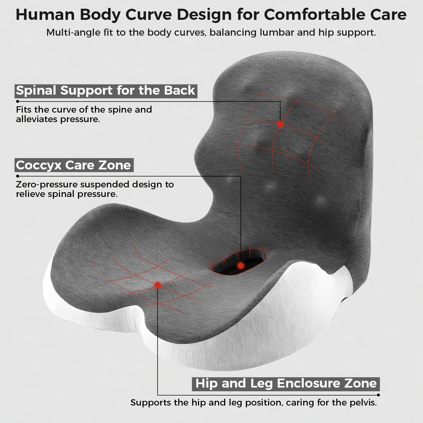memory foam seat cushion office chair cushion with lumbar support car seat cushion with 8 back massage heads for car truck desk gaming chair Product details 2