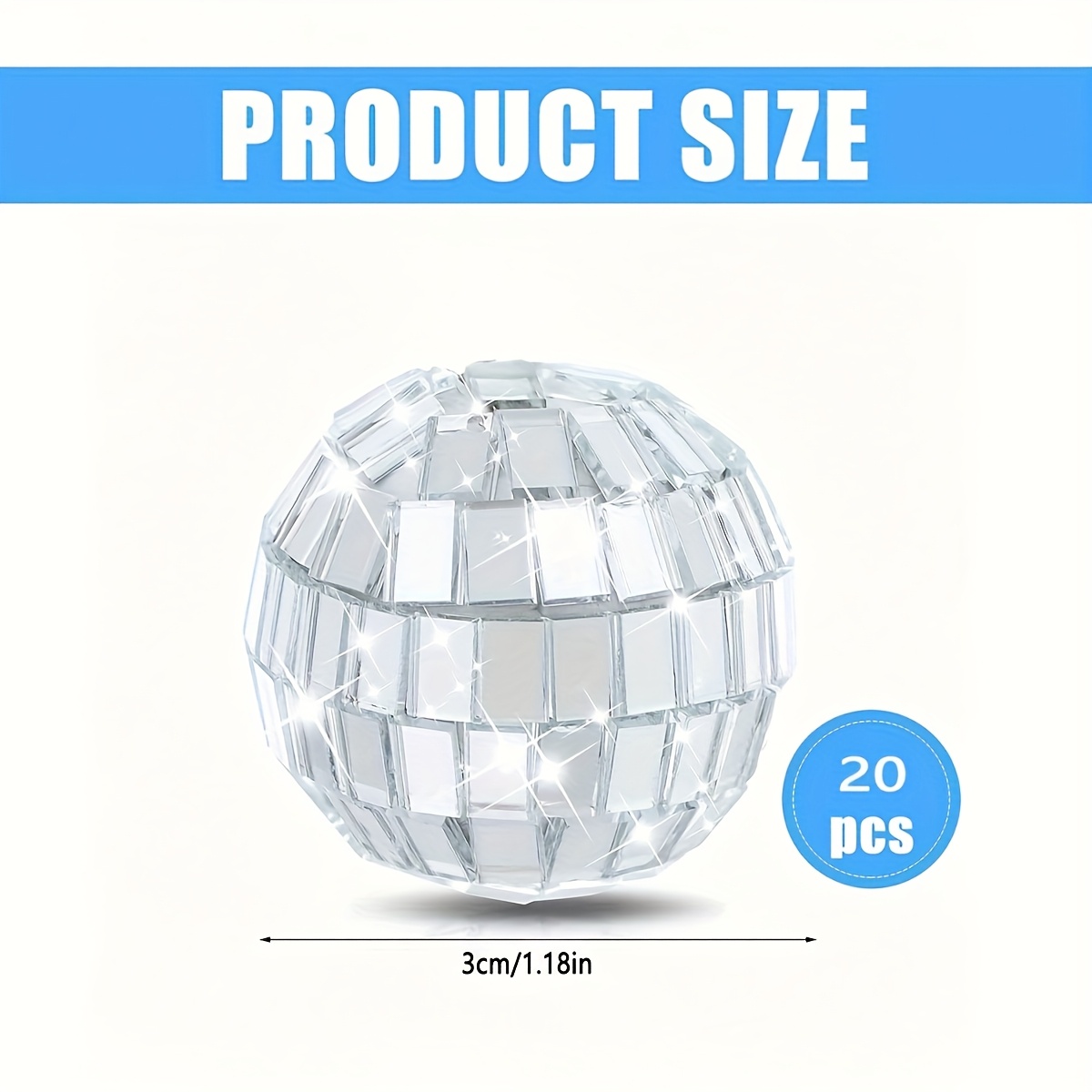 E-shop 20 Stk., Mini-Disco-Kugeln Silberne Hängedekorationen Reflektierende Spiegelkugel 70er-Jahre Disco Partyzubehör für Weihnachten, Raumdekoration,