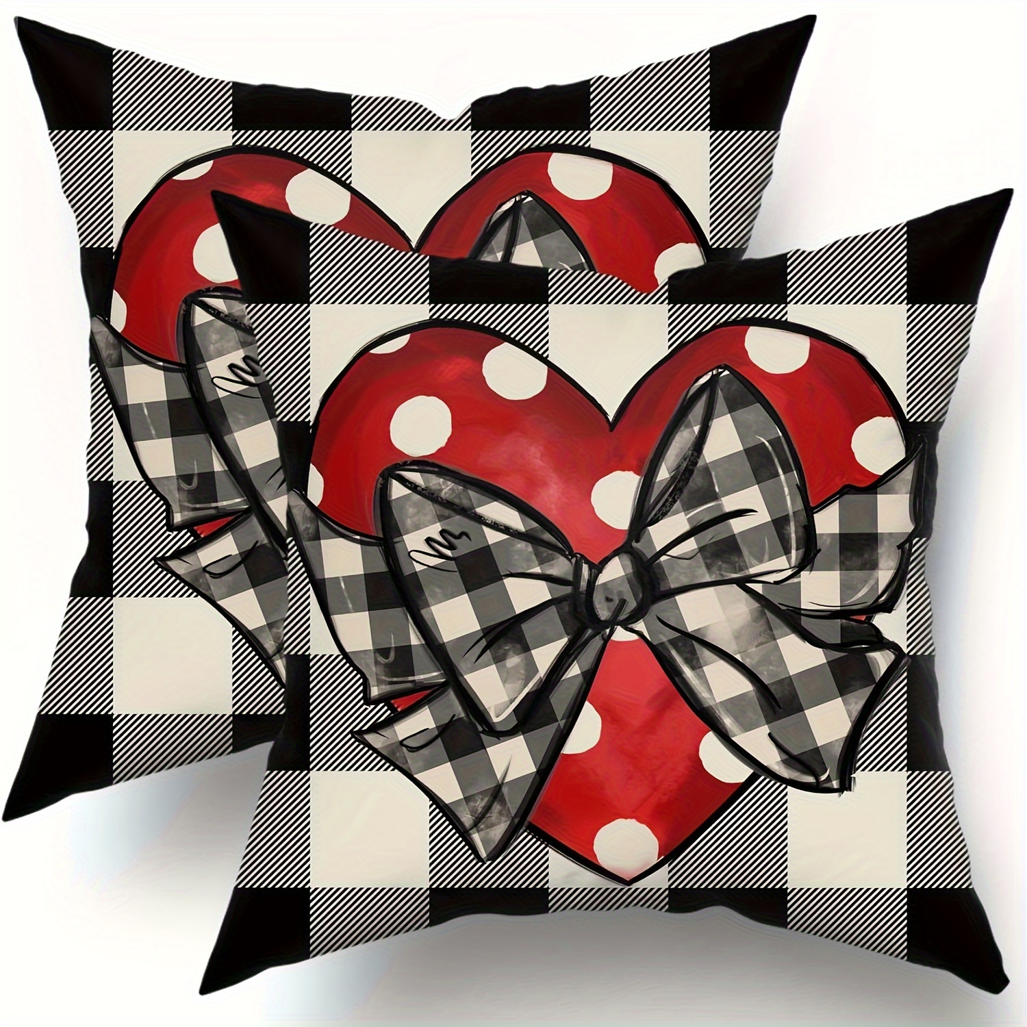 

's Day 2pcs Pillowcase Set - 18x18 , & , Zippered Polyester Cushion Covers For Sofa And Bed Decor