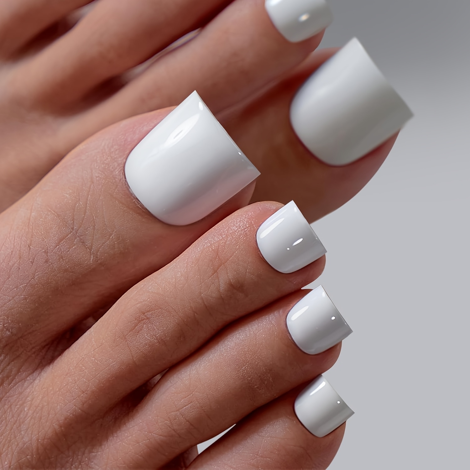 TEMU 288pcs Square Short Compressed Toenail Tips, Glossy Solid Color, Durable Fake Toenails Suitable For And Extensions, Acrylic Nail Supplies, In 12