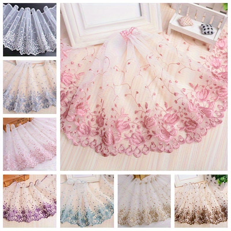 

1 Yard Lace Mesh Embroidered Skirt Hem Clothing Bed Handmade Accessories Curtain Lace 24cm Width Sewing Accessories Clothing Accessories