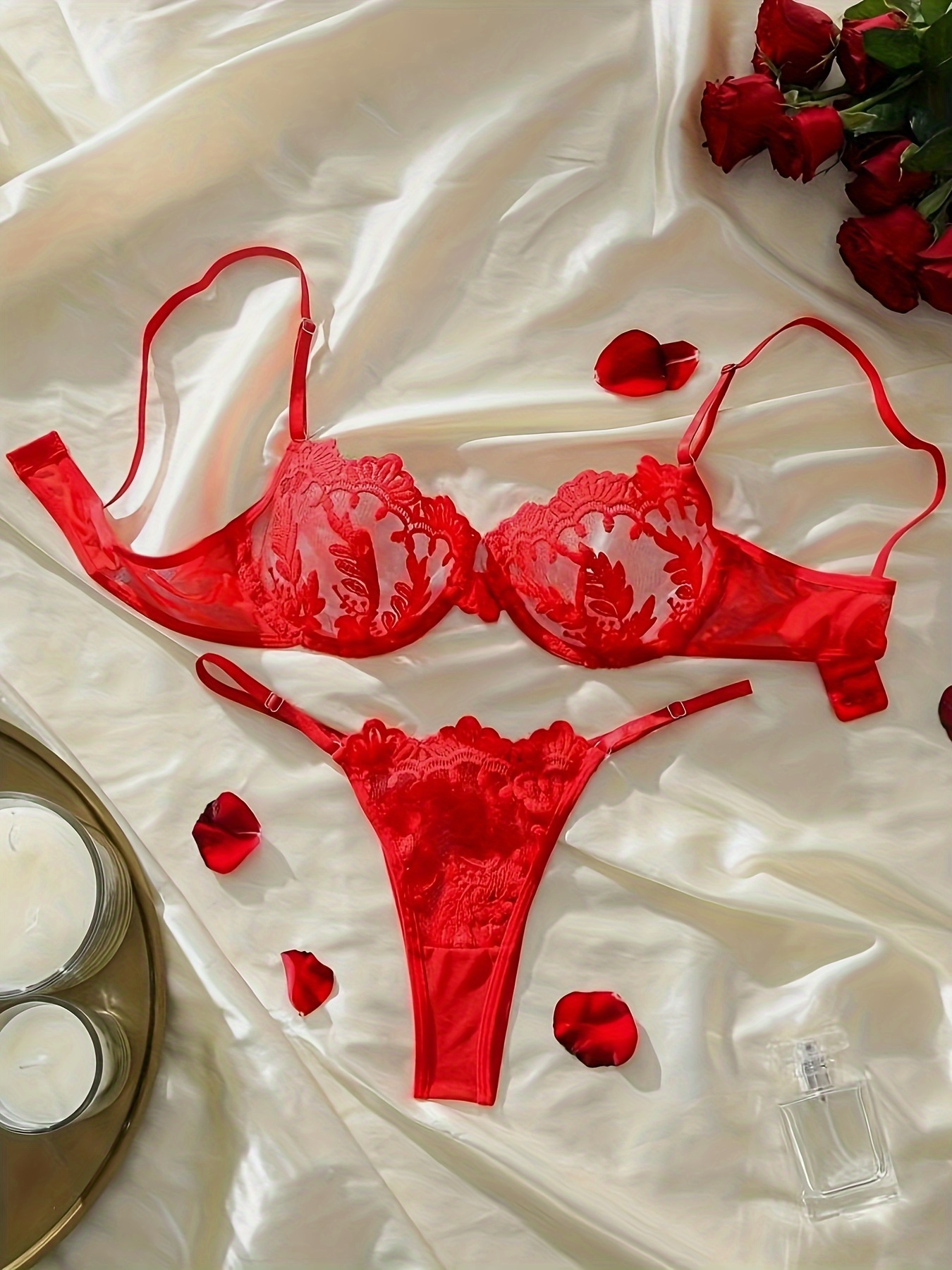 Honeymoon Lingerie,floral Lingerie,cute Underwear Set,embroidered