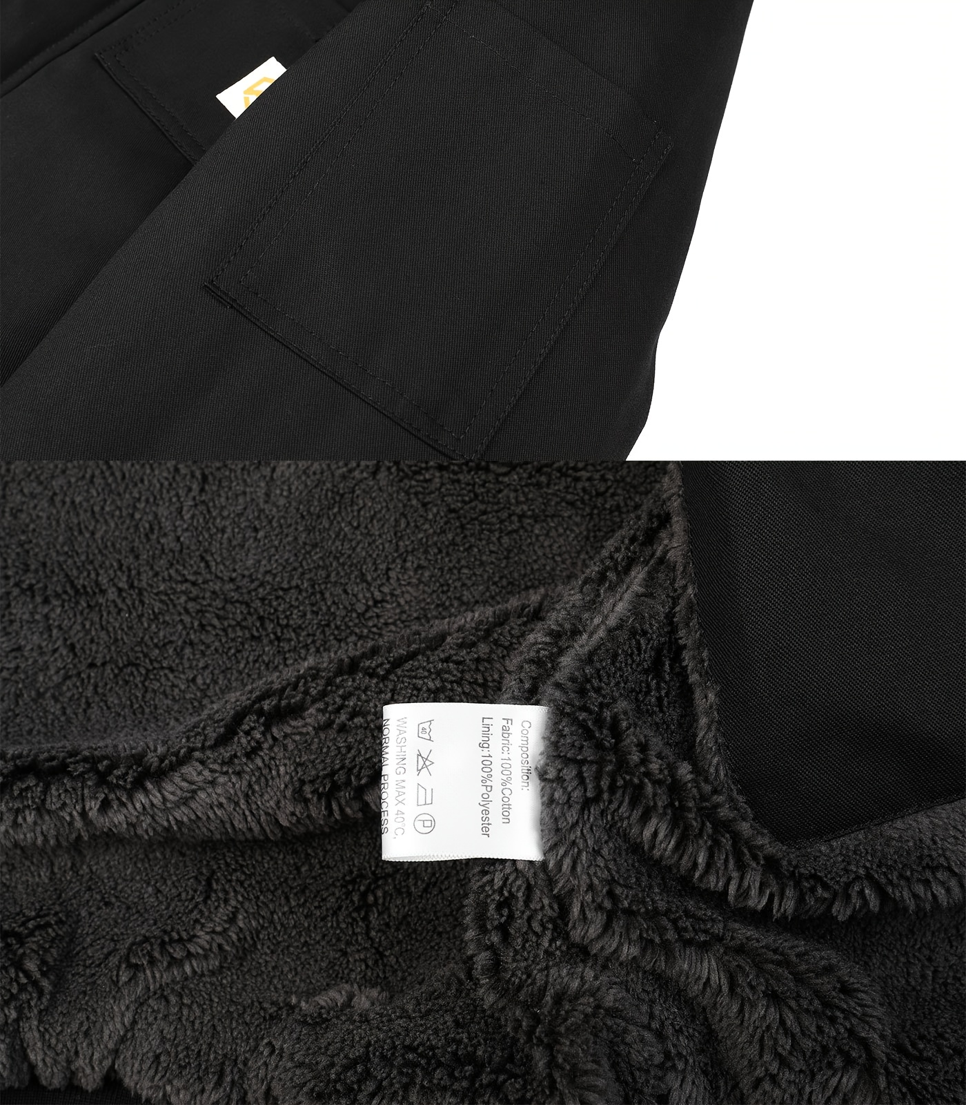 Men's Work Coat Sherpa Lined Thicken Winter Workwear Jacket Relaxed Fit Winter Coat with Hood