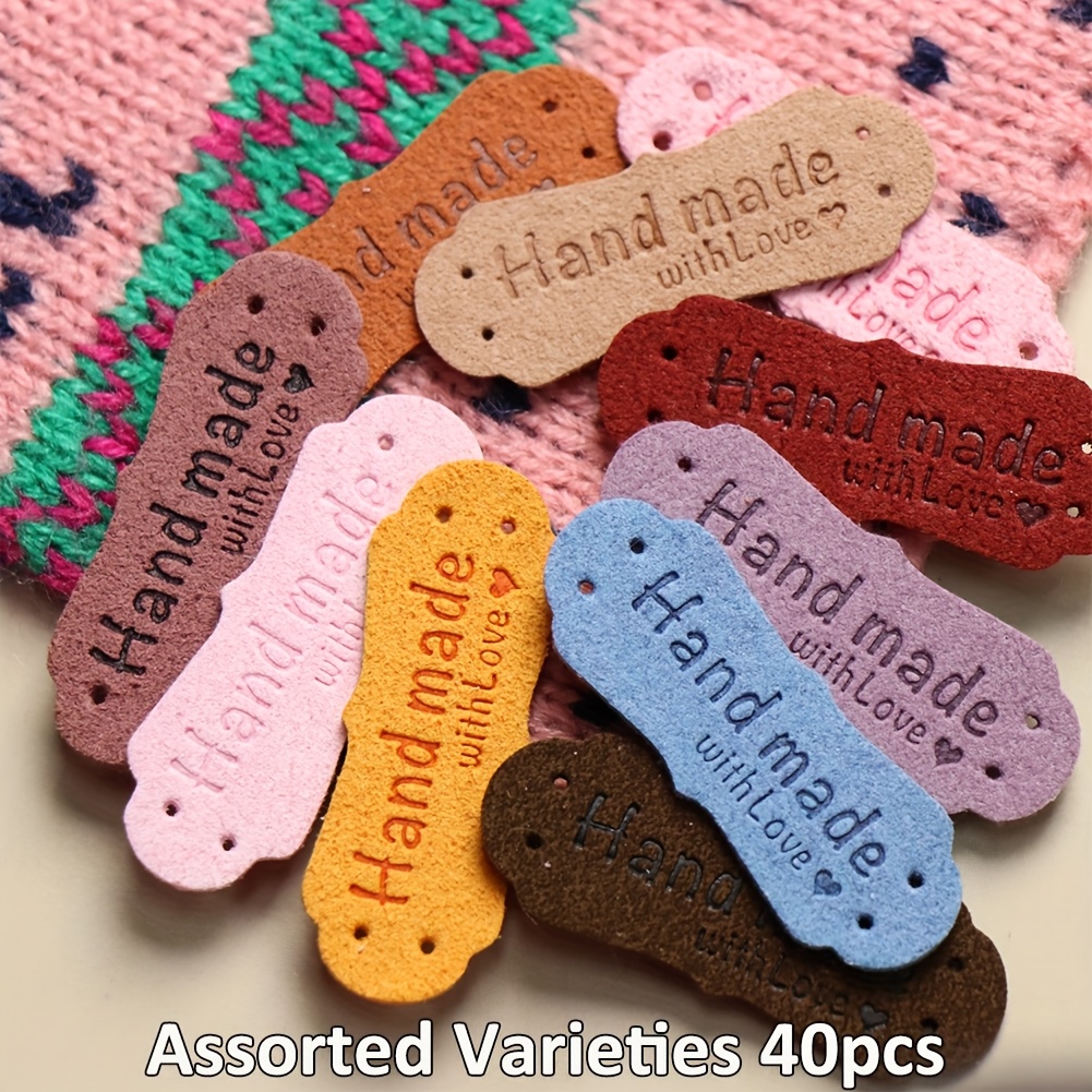 Image of 40/70pcs Handmade Faux Leather Labels For Bags And Decorations, Hat Sewing Faux Leather Labels, Scarf Colorful Handmade Faux Leather Labels, Handmade Sewing Faux Leather Patch (random Colors)