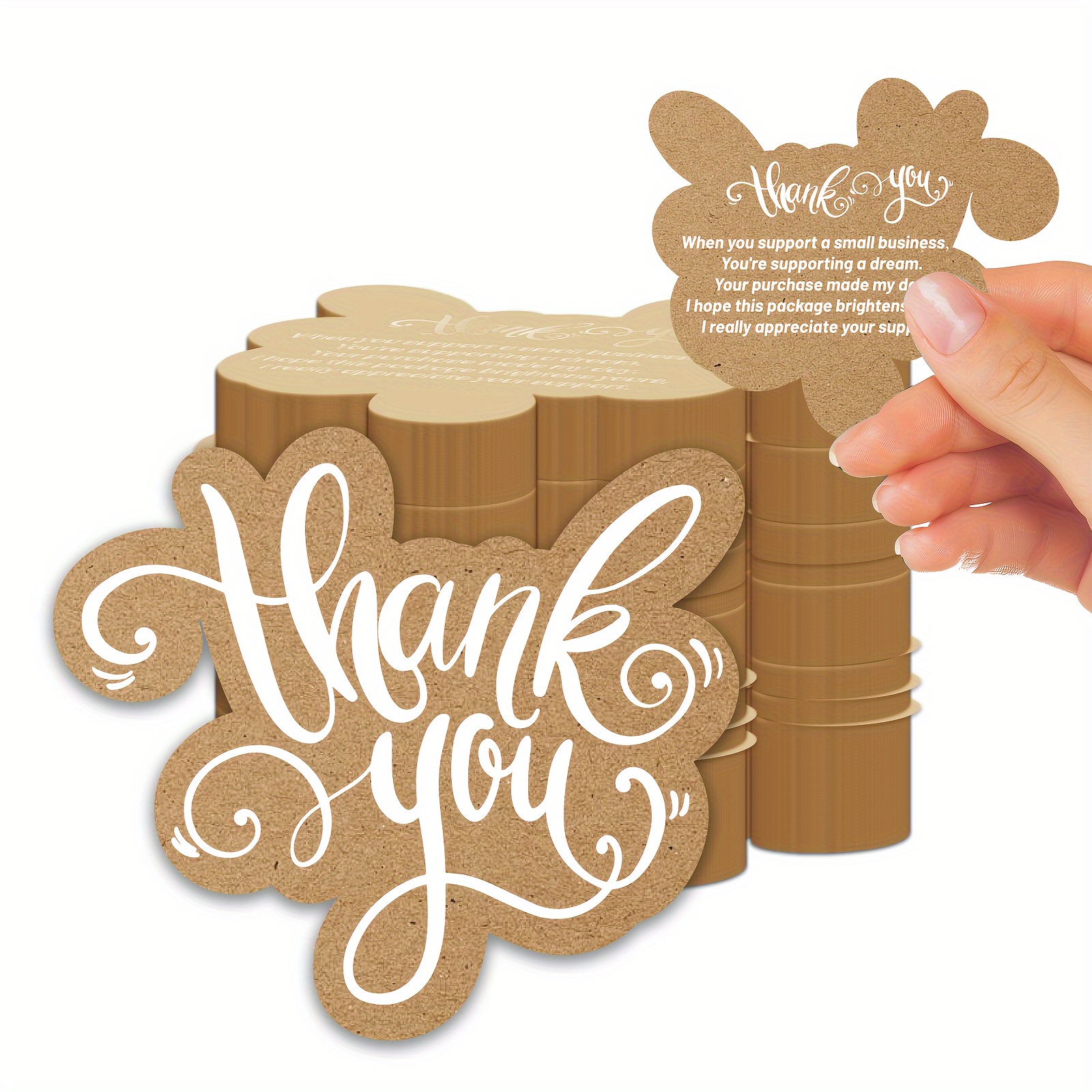 

100pcs Unique Thank You Cards For Small Businesses - Matte , Double-sided Printed With Insert Notes For Online Retailers & Shops