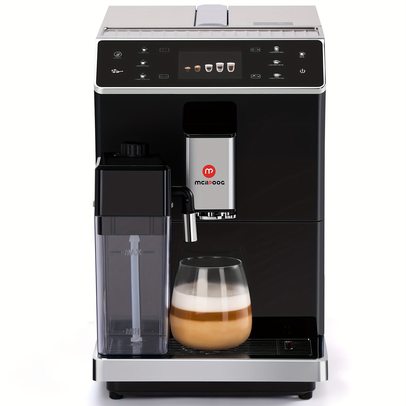 

Super Automatic , Fully Automatic Espresso Machine With Grinder, Easy To Use Touch Screen Coffee Maker With Milk Frother.