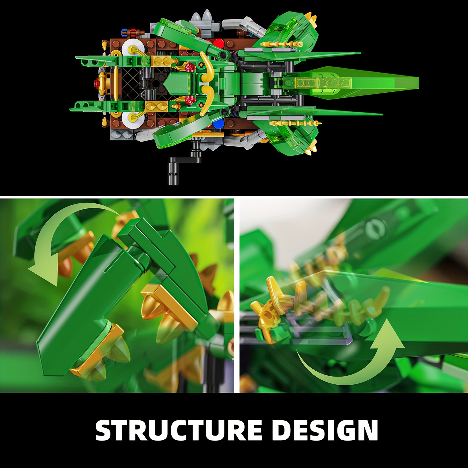 613pcs Green Mantis Building Block Toy Assembly Model Set
