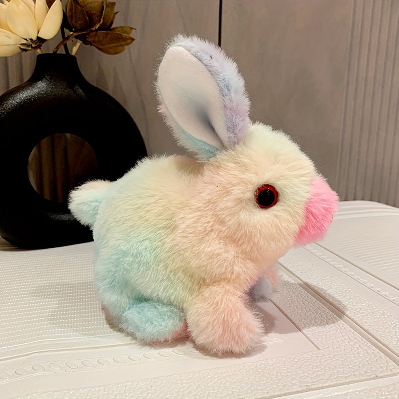 1pc easter bunny rabbits simulation soft fur color starry sky color electric cute bunny children plush interactive animal doll