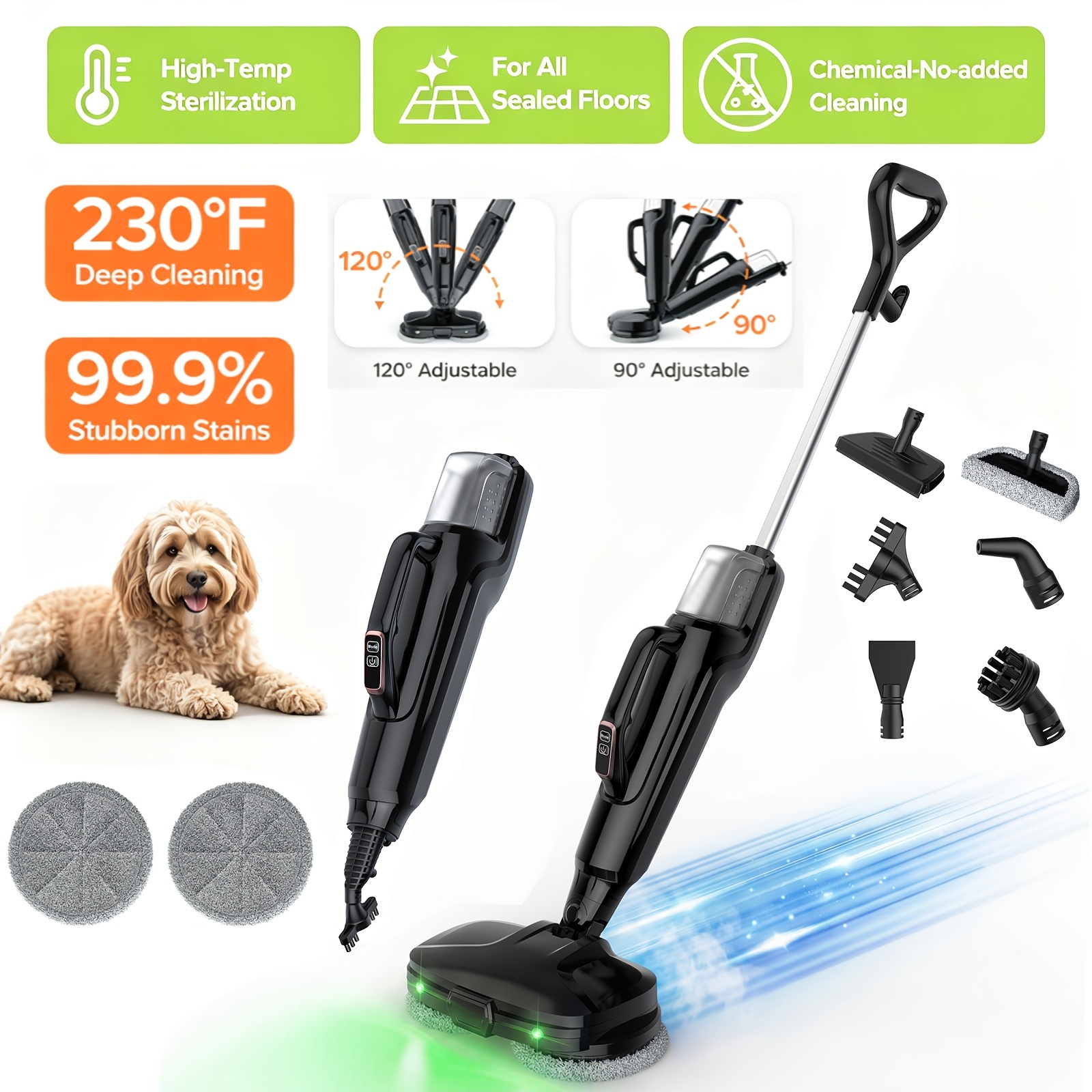 Image of Lubluelu 2-in-1 Steam Mop And Handheld Steam Cleaner, 1380w Electric Floor Steamer With 6 Additions, Fast 15s Heat-up, Compact Detachable Storage, For Hardwood/tile/laminate Carpet Cleaning