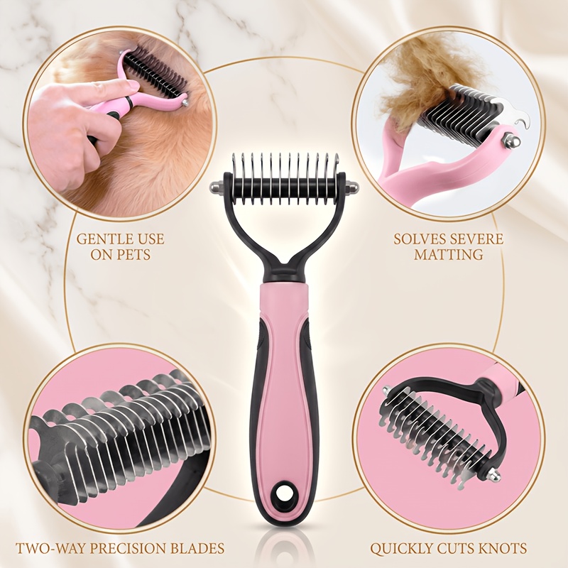 TEMU 1pc Pet Dog Grooming Comb, Double-sided Dematting And Detangling Tool, For Removing Shedding Hair, Tool, For Pet Grooming, Bathing, Dematting,
