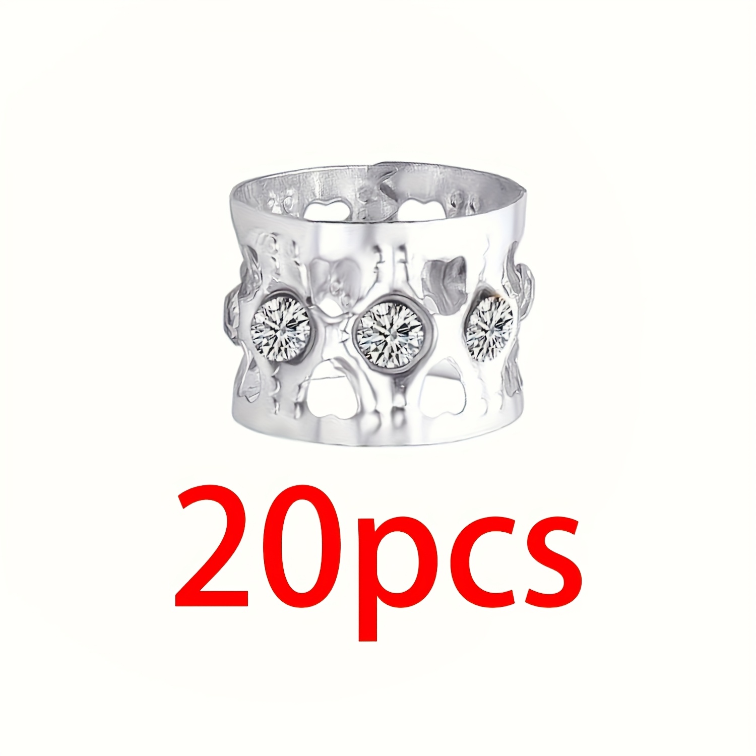 TEMU Cecillla Wlg 20pcs Braided Beads Alloy Hair Rings Braided Hairbraided Cuffs Clip Hollow Tube Beads Hair Accessories In Golden And Silvery