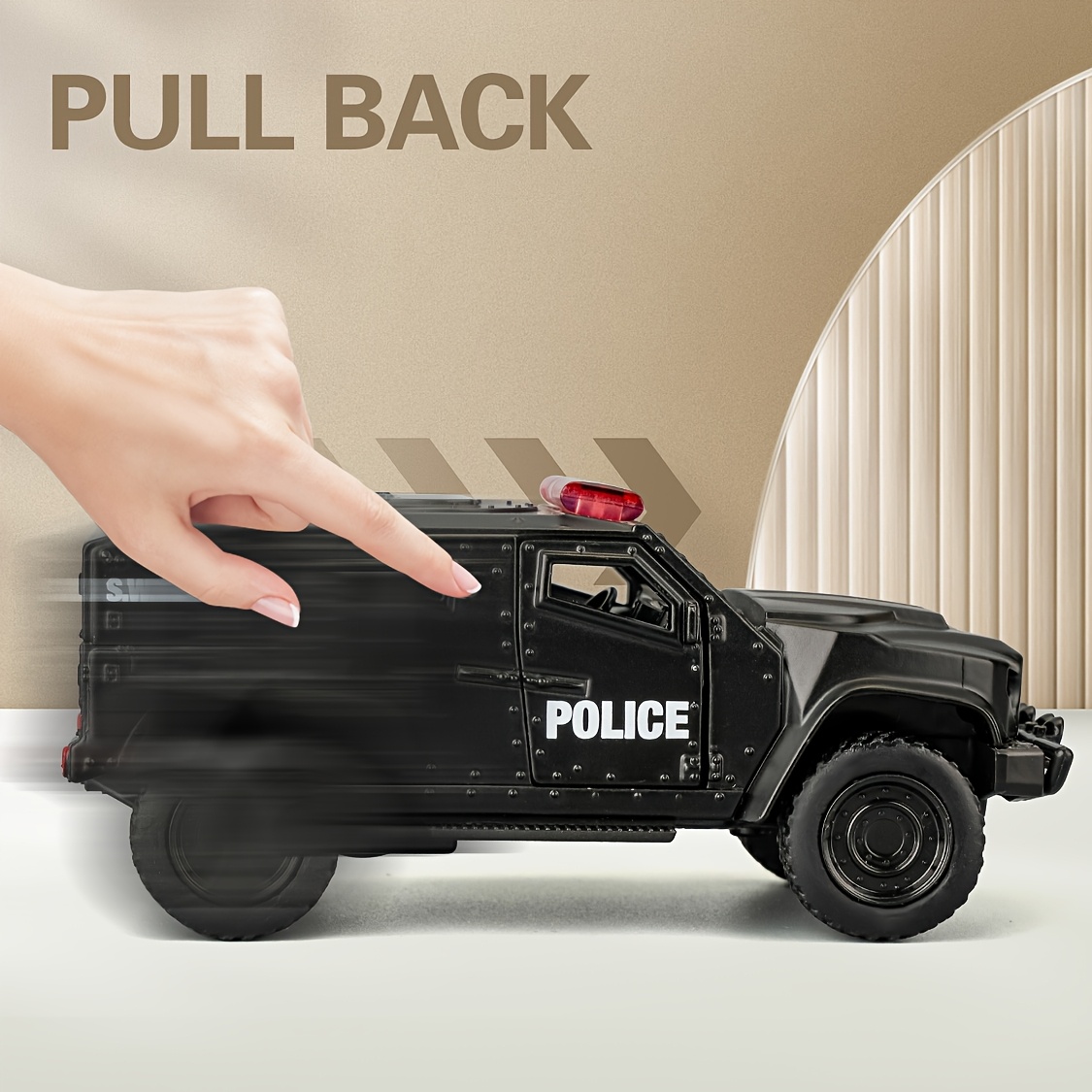 RMZCITY 1:36 Scale JLTV Armored Police Car Model - Durable Zinc Alloy Die-Cast, Pull Back Action, Available in Army Green/Ivory/Black - Ideal Birthday Gift for Boys and Girls