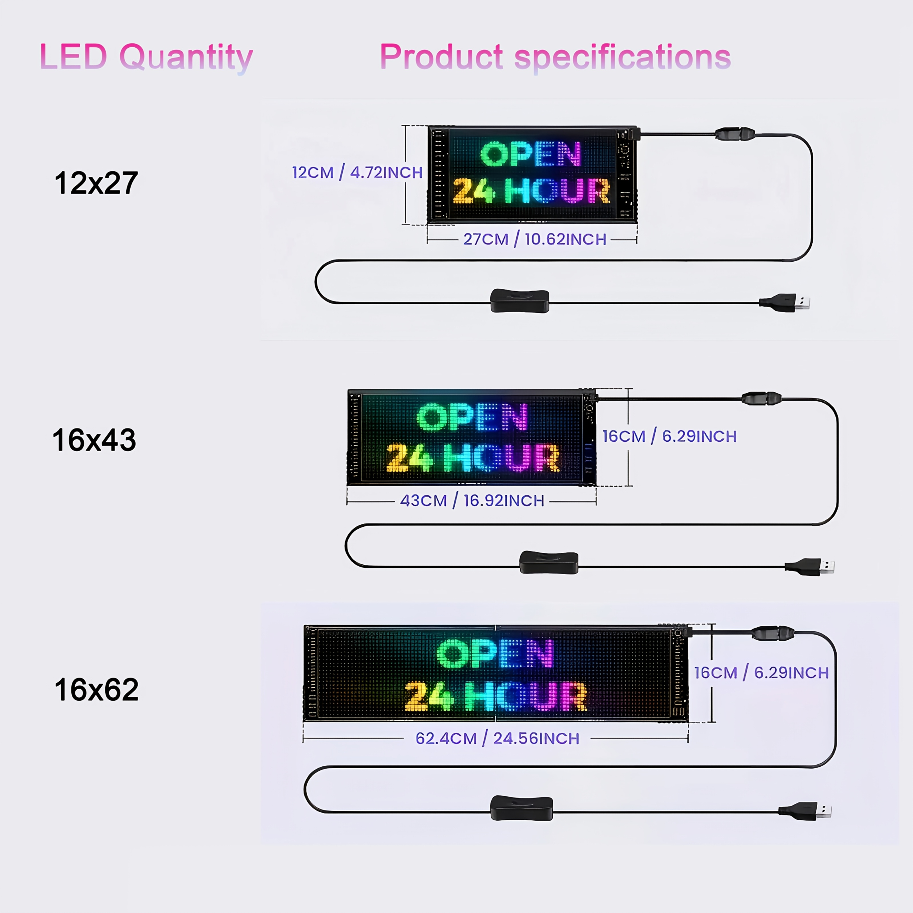 RGB LED Double Row Programmable Scrolling Flexible Display