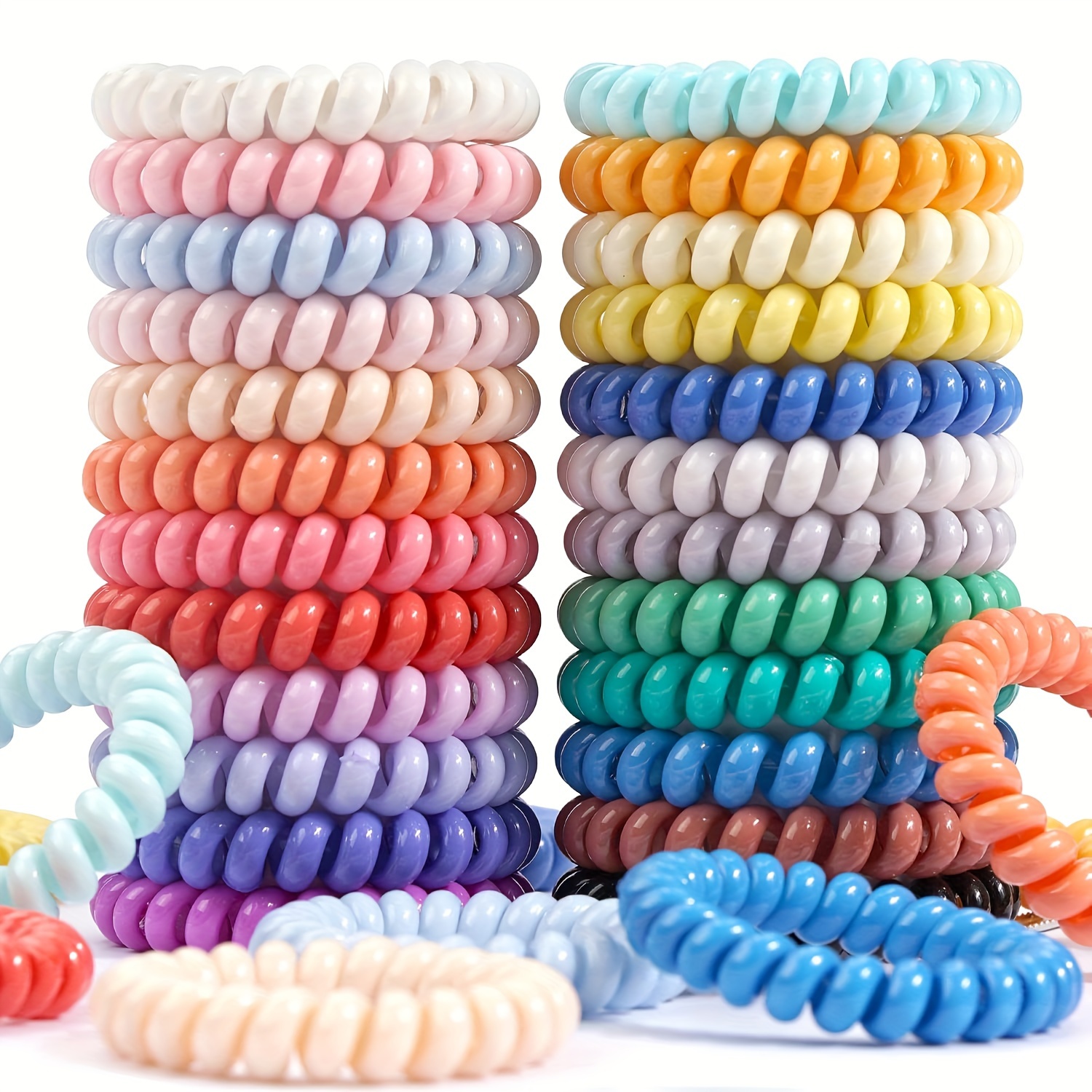 

20-piece Spiral Hair Ties, Hair Bands, Waterproof No-damage Hair Ties, Ponytail Holders For Women Girls, 2.17 Inch, Assorted Colors