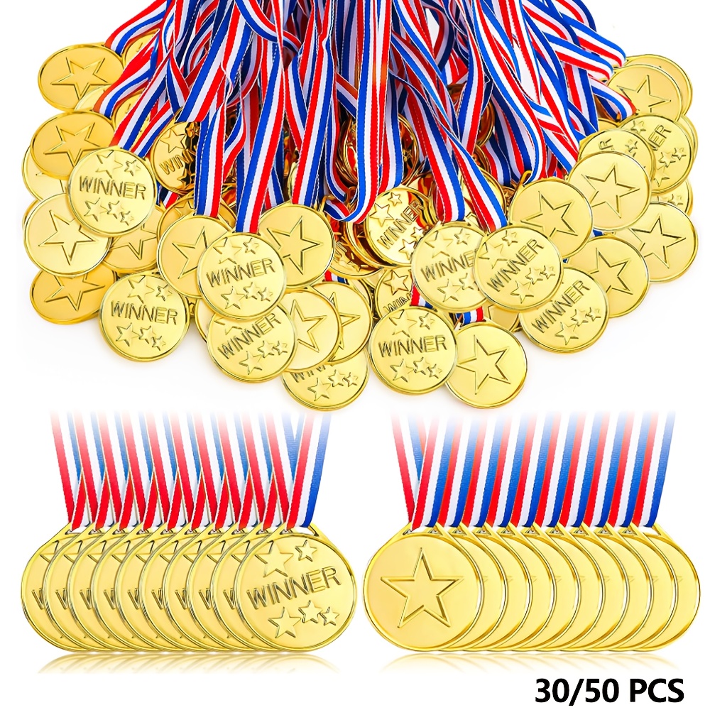 gift for her him 30 50pcs golden plastic mini medals multi item party gift pack suitable for games and celebrations easter basket filler