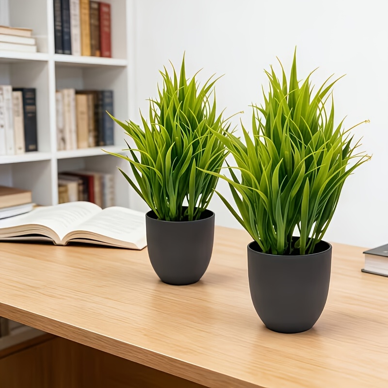 2pcs of Lifelike Artificial Green Potted Plants, Durable, Maintenance-free, and UV-resistant. These Artificial Greenery Pieces Are Suitable for Indoor/outdoor Decor, Perfect for Homes and Offices, Farmhouses and Gardens, and as Four-season Decorative