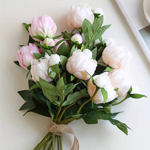 künstliche pfingstrosen blumen weiß 5 stück pfingstrosen blumen falsche weiße blumen für hochzeitsdekorationen für tische tischdekorationen brautparty dekorationen (weiß)