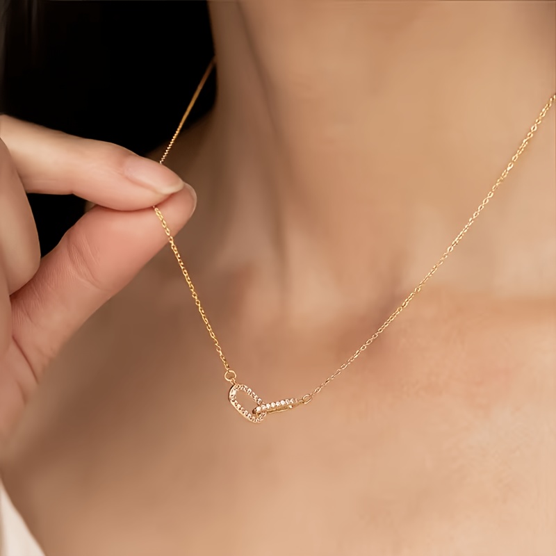 TEMU Necklace For Women, Dainty Necklaces For Women Easy Paperclip Choker Necklaces Cute Minimalist Open Oval Necklaces Golden Jewelry For Women