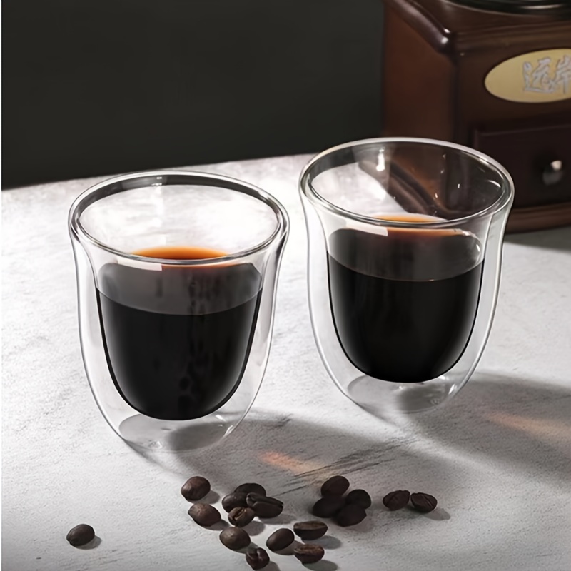 

2pcs/4pcs, Heat-resistant Glass Coffee Cup Double Layer Insulation Small Coffee Cup Home Italian Cup 5.07oz Set