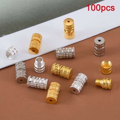100pcs cylinder fasteners buckles closed beading end clasp screw clasps for jewelry making bracelet necklace connectors additions