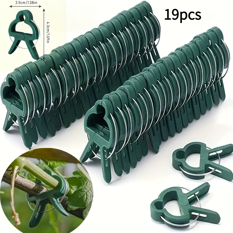 E-shop 19er-Packung robuste Gartenpflanzen-Clips | Wiederverwendbare, schnelle Kunststoff-Klemmen zur Unterstützung von Tomaten, Gurken, Weinreben,