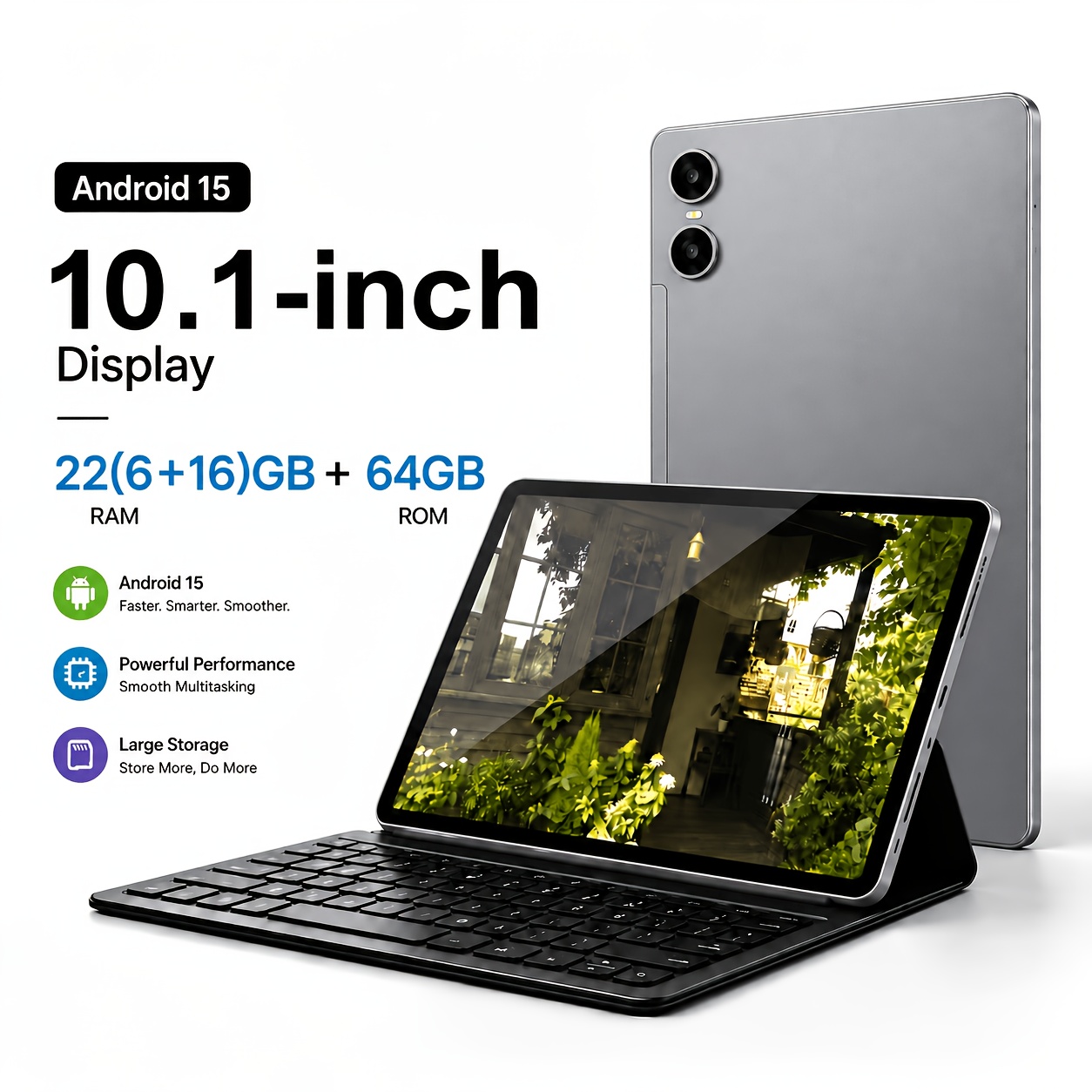 Tablet PC Android 15 de 2026, Tela IPS HD de 10.1", RAM Expansível de 6GB 5