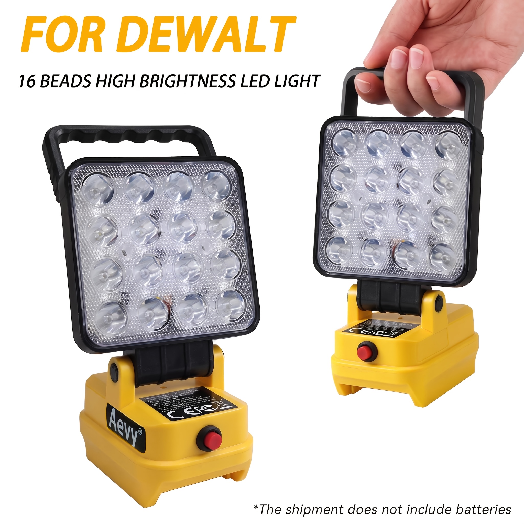 adjustable led work light for dewalt 20v batteries portable emergency floodlight handheld light flashlight angle adjustable wall mountable emergency light batteries sold separately