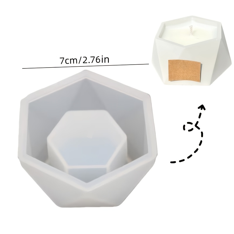 TEMU Clay Mold Geometric Cross-section Scented Candle Cup Resin Mold Hexagonal Flower Pot Planter Gypsum Cement Mold, Suitable For Desktop Decoration