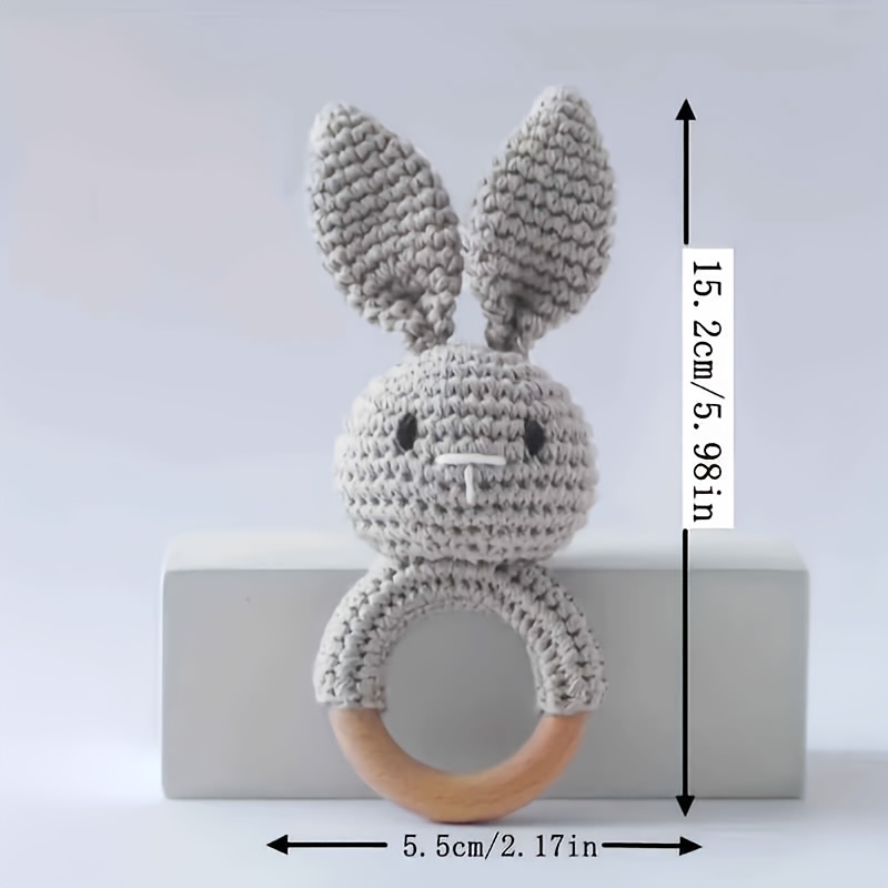 Handmade Rabbit Rattle Toy with Built-In Bell