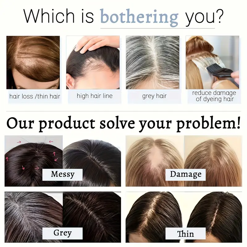 360 coverage human hair topper wig with bangs straight clip in hairpiece for thinning hair 6 color hair extensions for women natural look versatile styling hair wig hair volume enhancer texture details 2