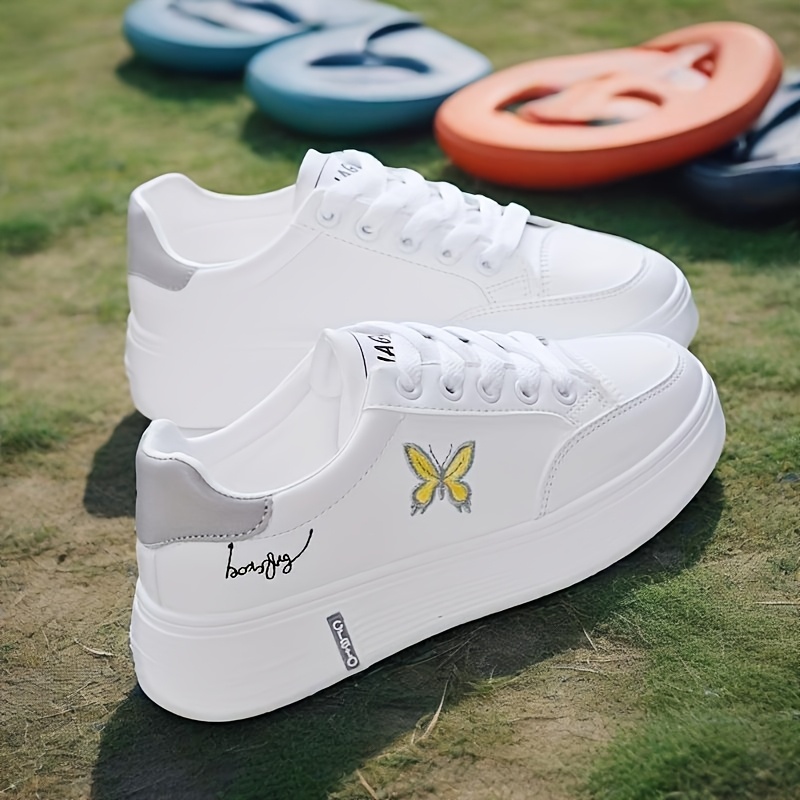 Women'S Shoes Spring And Summer Breathable Trendy Versatile White Shoes Sports Leisure Physical Fitness Jump Rope Running Shoes Popular Student Shoes Lightweight Soft Sole Skateboard Shoes Breathable And Lightweight, Women Shoes, Sneakers