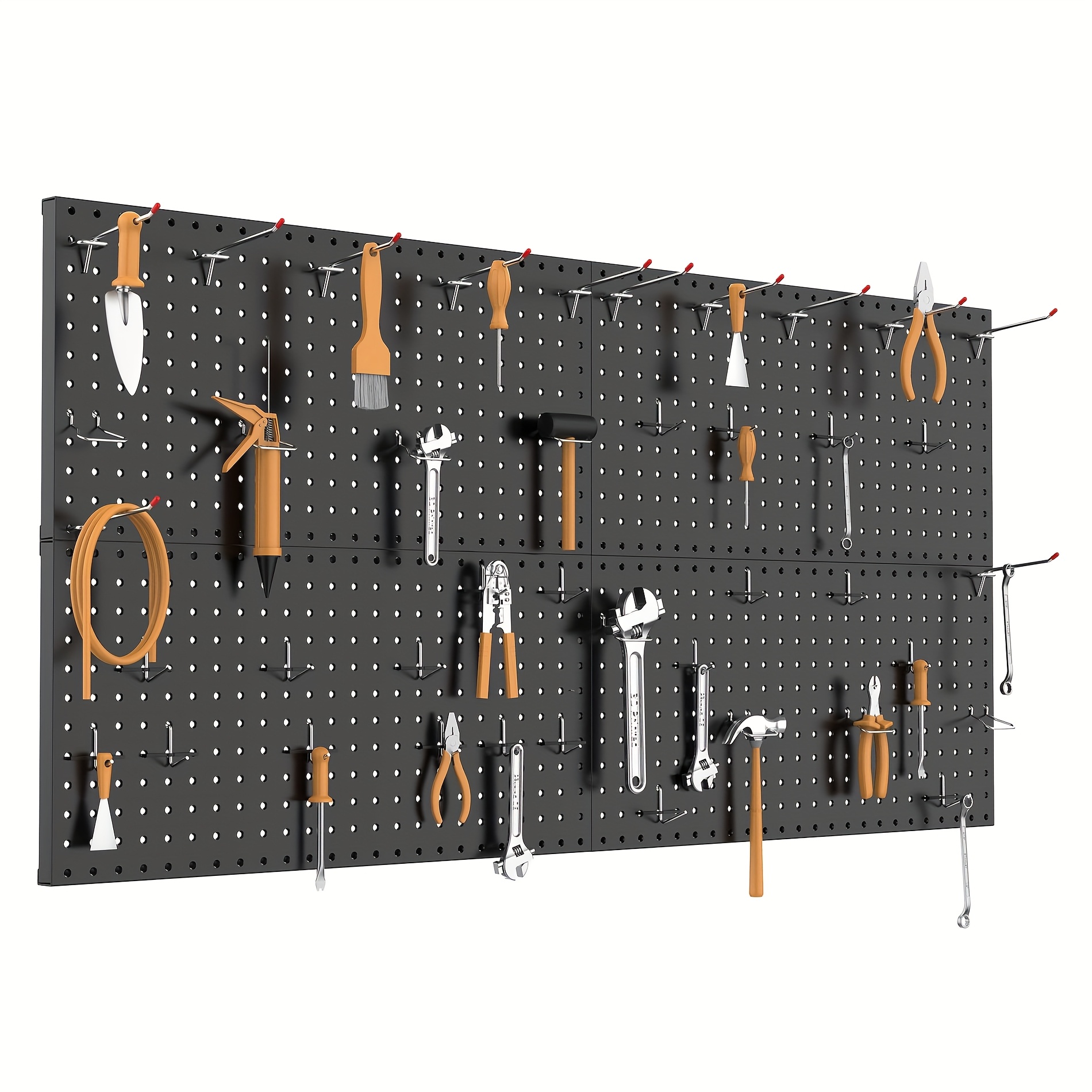 

A Set Of 24×12 Inch Metal Pegboards With 20 Hooks, A Hanging Board For Garage Tool Storage, A Metal Nail Board Storage System For Wall , Suitable For Garages, Carports, And Workbenches