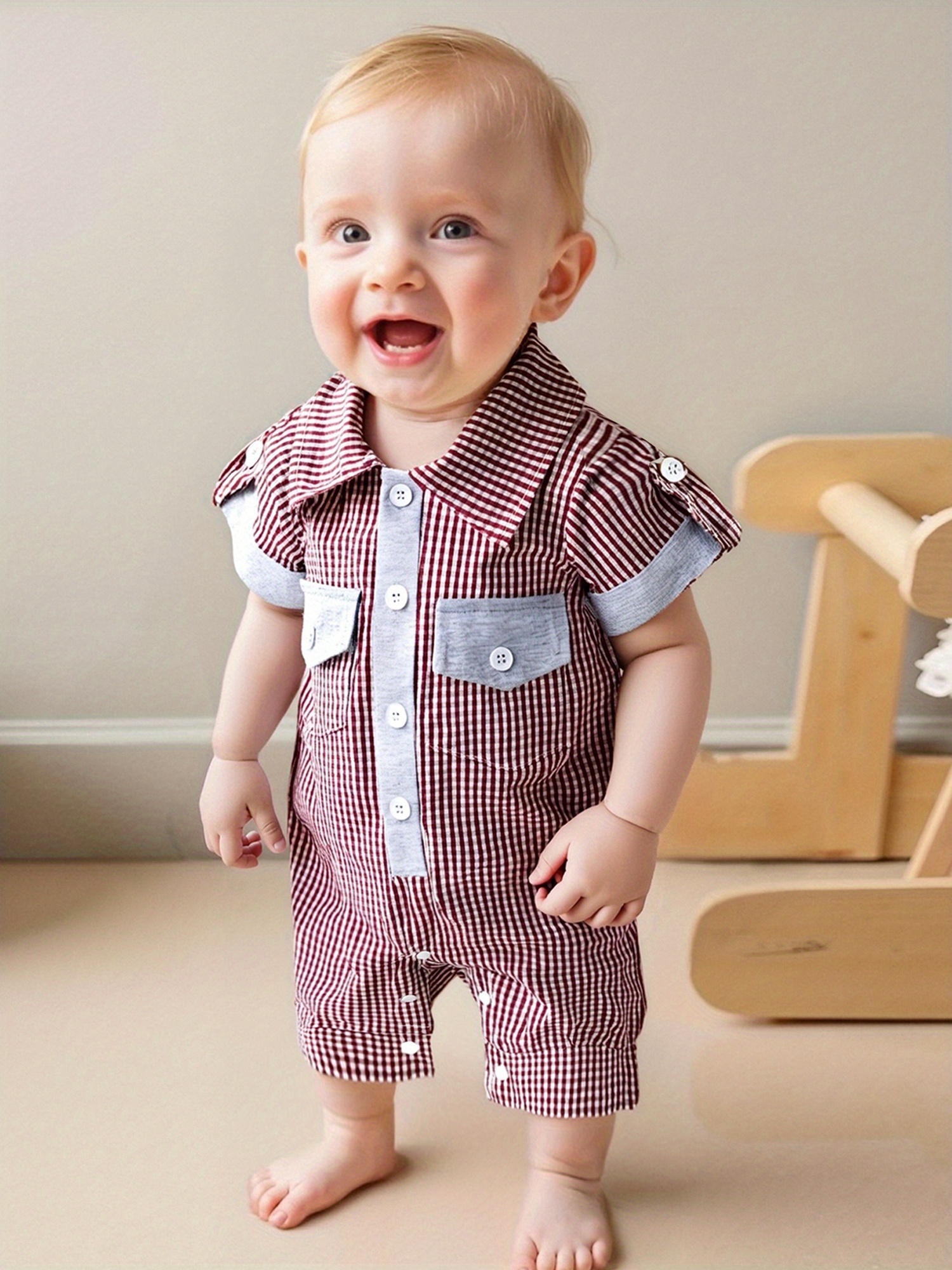 Boy Clothes Baby Boy Collared Romper Wholesale Casual Newborn Baby