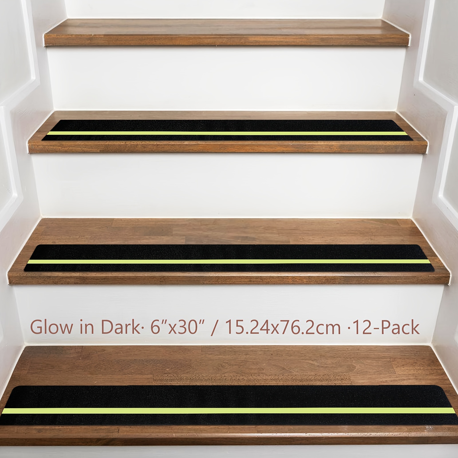 

Anti Slip Traction With Glow In Dark , 6" X 30", Stair Non Slip Tape, 12pcs, Waterproof, Skateboard Grip Tape, High Traction Friction, Adhesive For Stairs