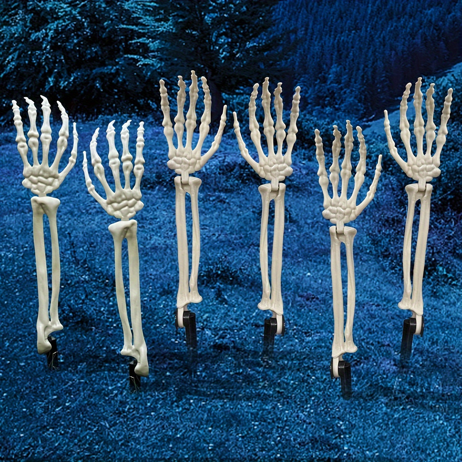 [3d] Frightening, Spooky Halloween Skeleton Stakes - Realistic With Cracked Wooden Stake For Outdoor Yard, Lawn, Garden, And Graveyard Decorations