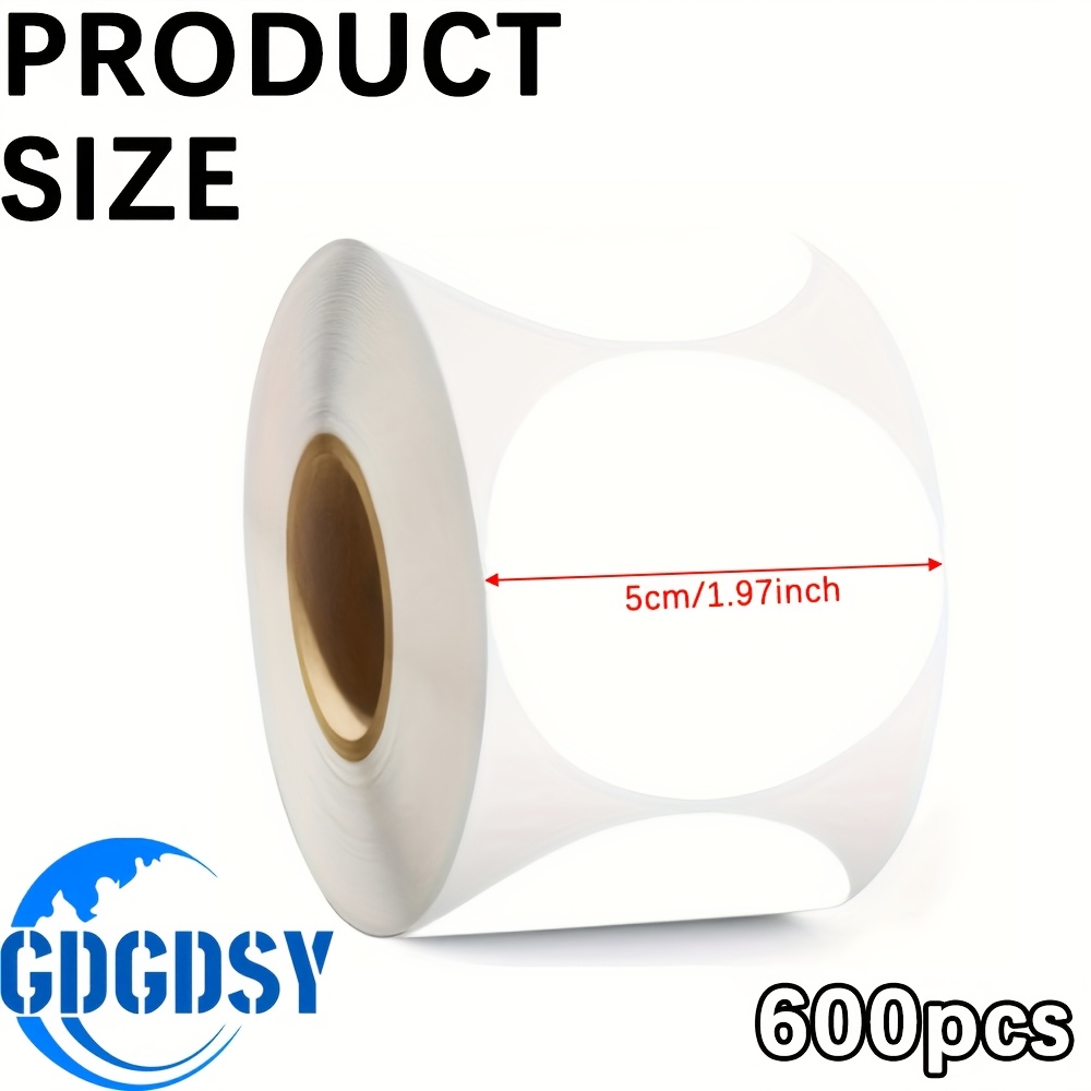 TEMU 600 Labels Per Roll - Continuous Roll Thermal Printer Stickers, 2 Inch (50mm) Round Labels, Self-stick No Laminate Needed For Retail, Office,